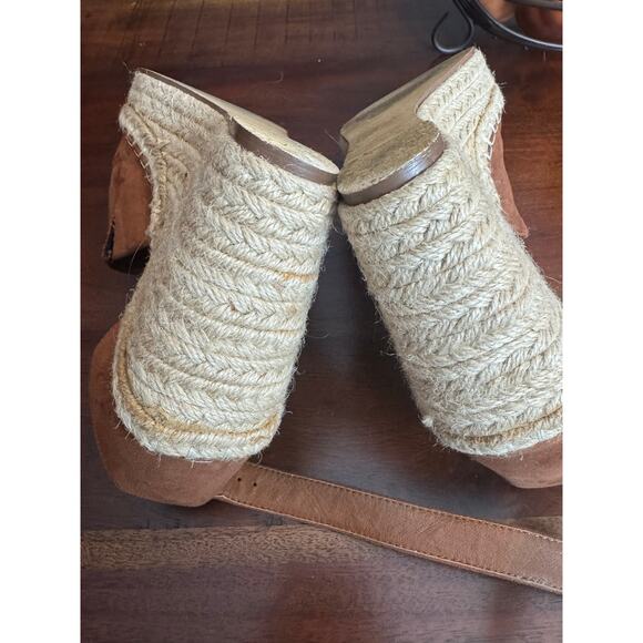 JustFab Espadrille Wedge Brown Peep Toe Sandals Size 9 - Picture 5 of 9